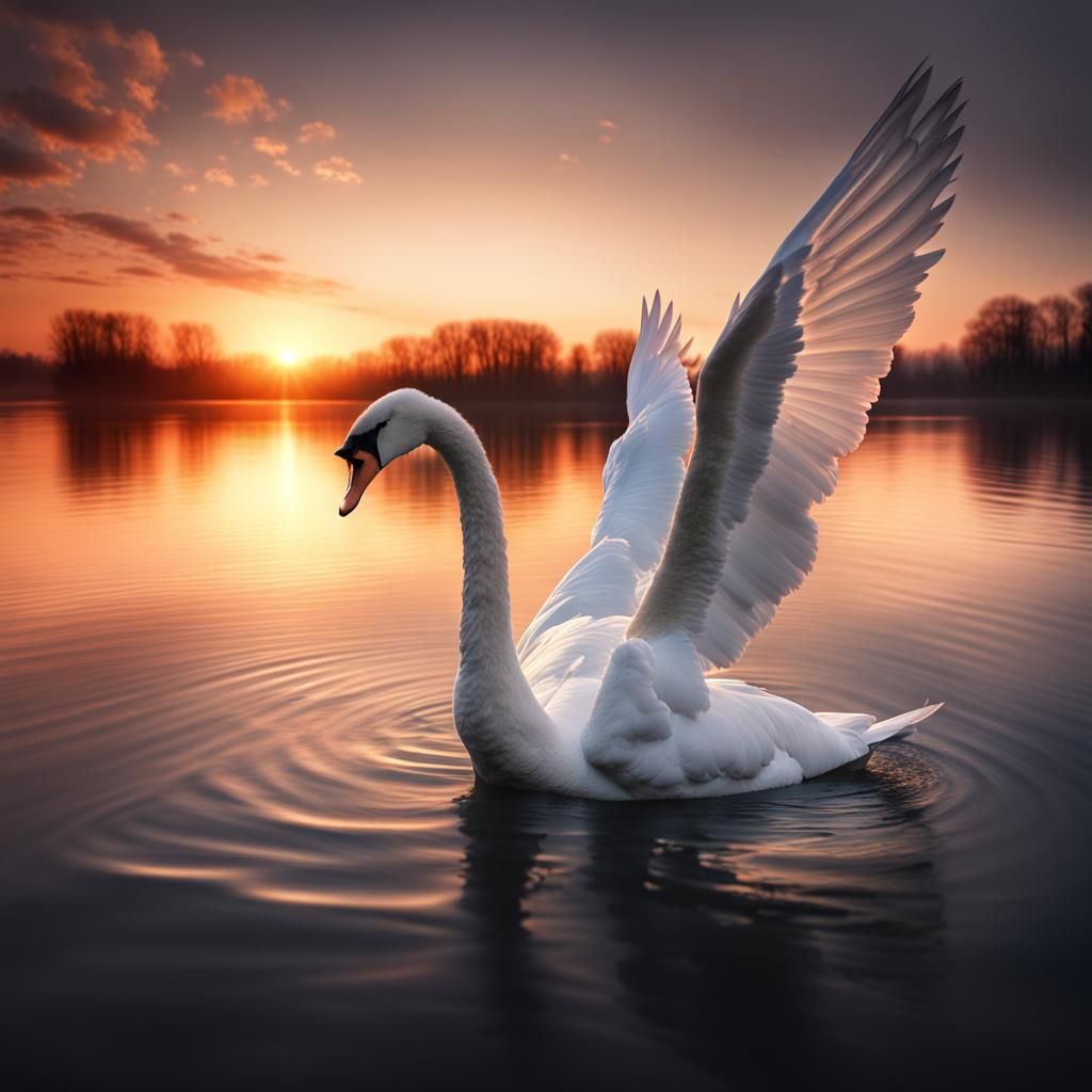 Swan at sunset