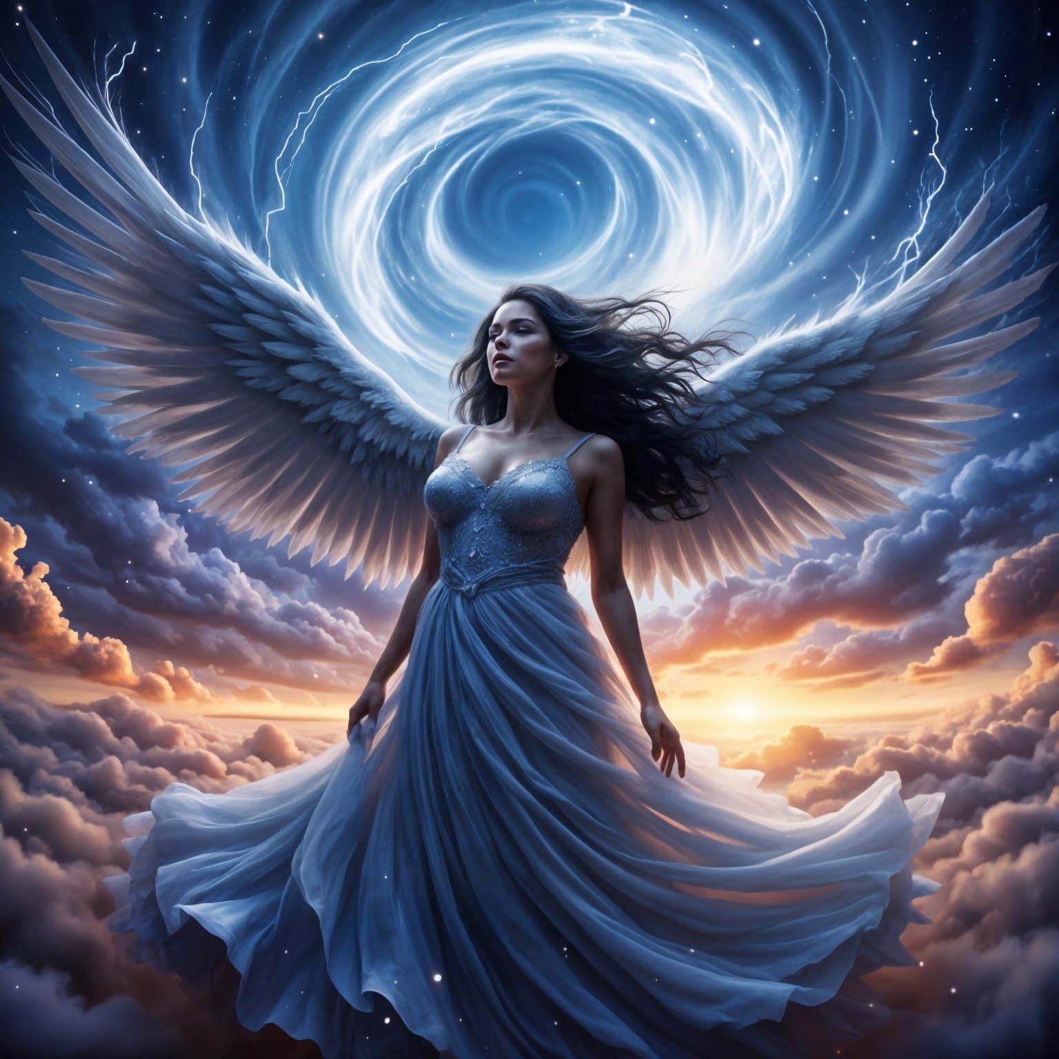 Angelic Hyperrealism in a Windswept Storm