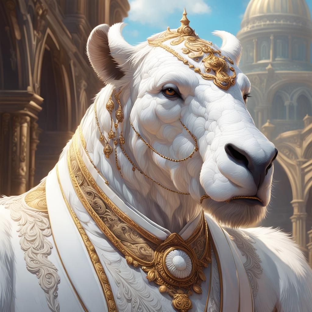 Elegant Mammal in White Clothing, Pixar Animation Style