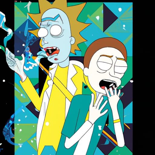 Rick and Morty Smoking Weed: Pop Art Print