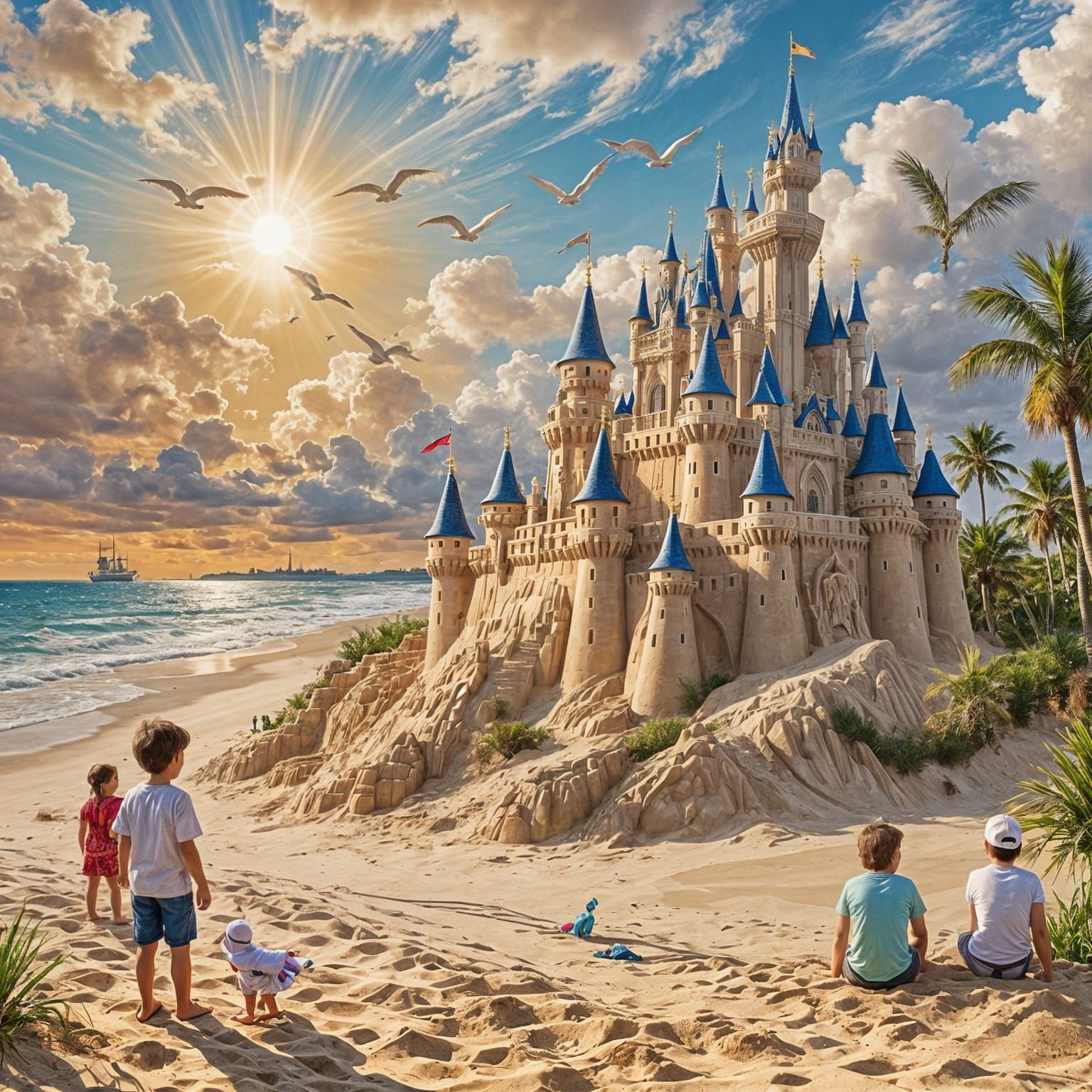 Kids Build Enormous Disney Sandcastle on Beach