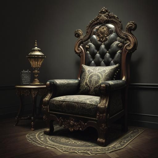 Baroque Armchair with Face in Cyberpunk Rococo Style