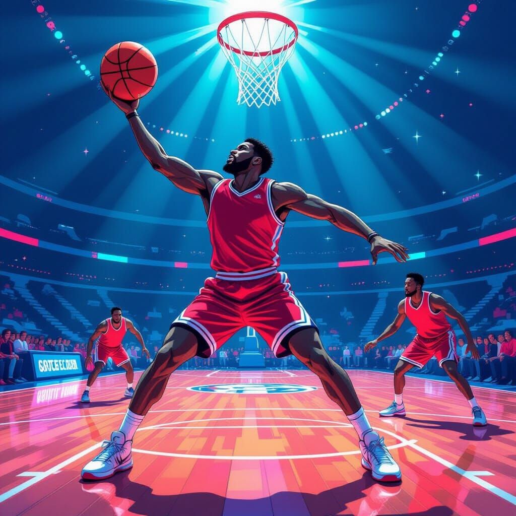 Futuristic Basketball Poster with Neon Effects