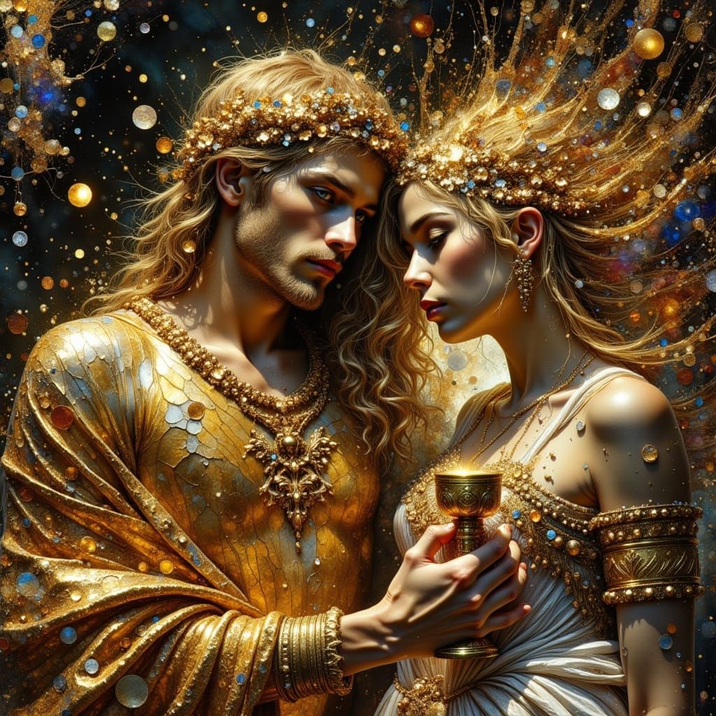 Ancient Greek God Dionysus in Opulent Chamber