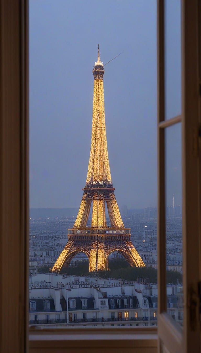 Eiffel Tower at Night in Soft Impressionist Style