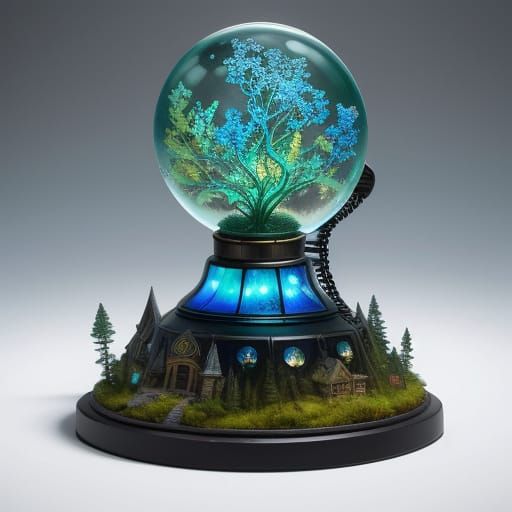 Miniature World Inside a Glass Telephone