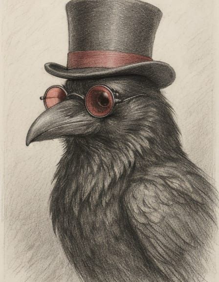 Raven in Top Hat: Pencil Sketch in Unreal Engine