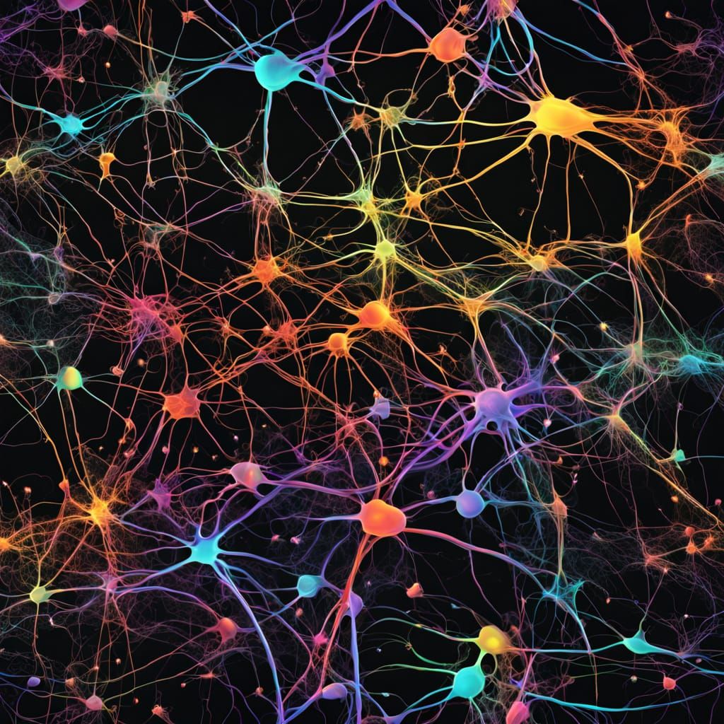 Neural Network in Vibrant Colors on Vantablack Background