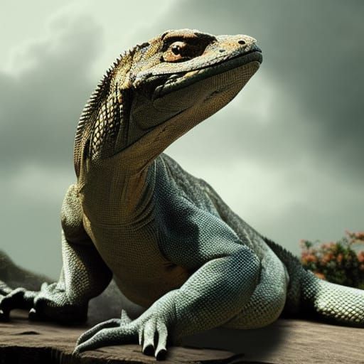 Epic Komodo Dragon in Digital Matte Painting