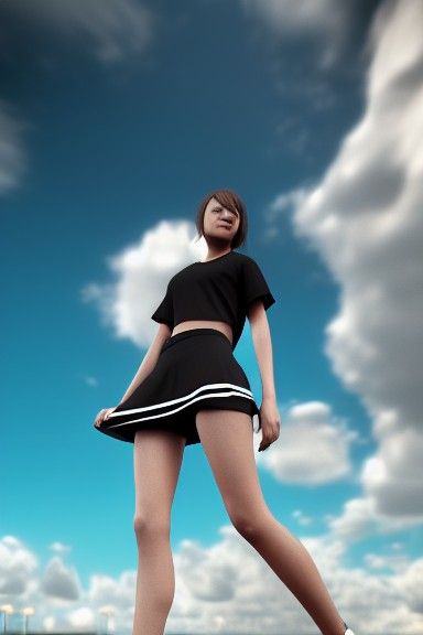 Woman in Black T-Shirt Concept Art