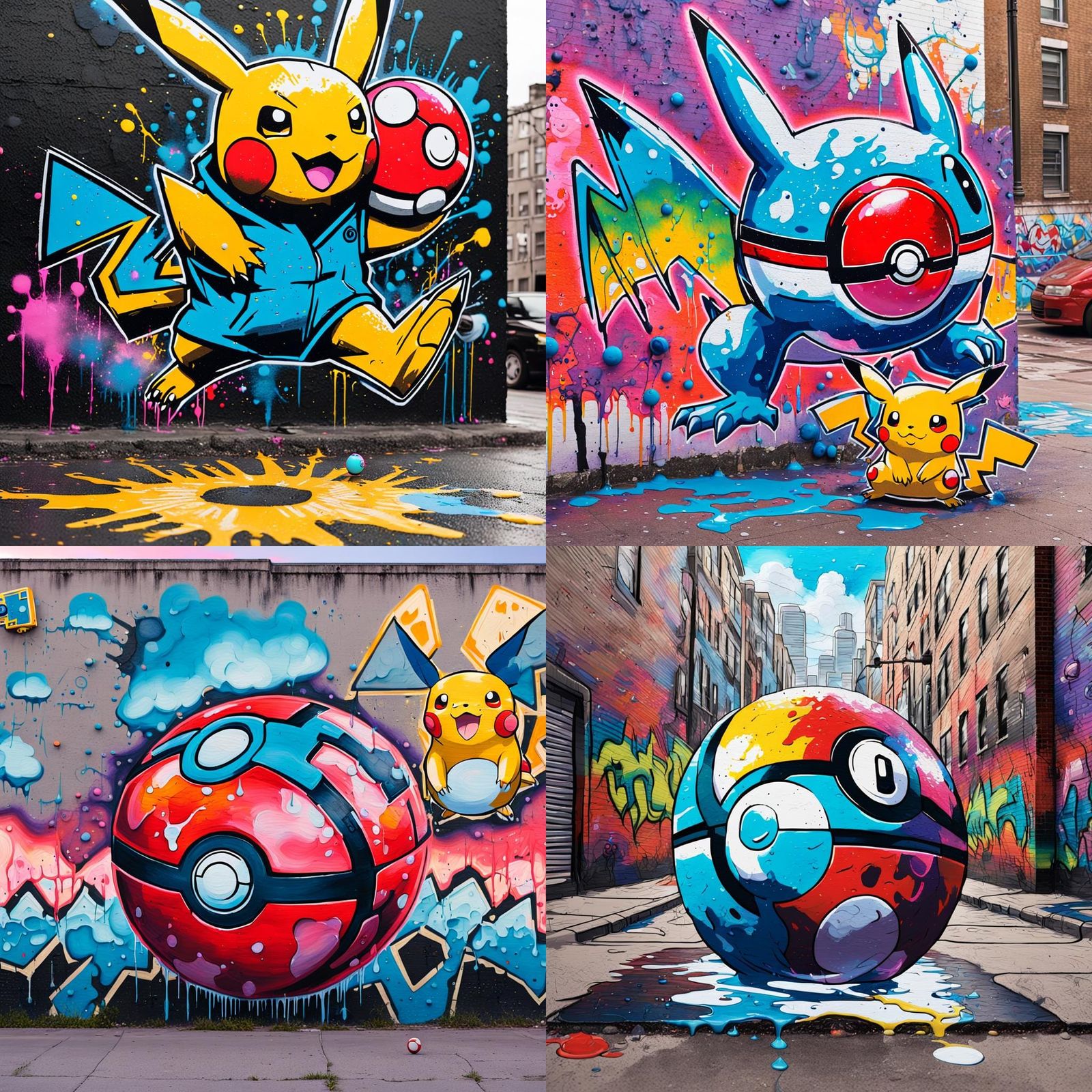 Nosepass Pokemon Graffiti Art with Pokeball