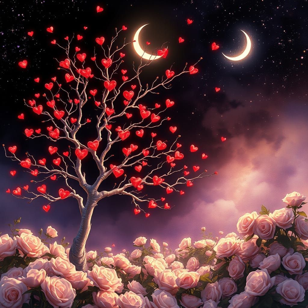 Ethereal Night Scene in Vibrant Watercolor Style