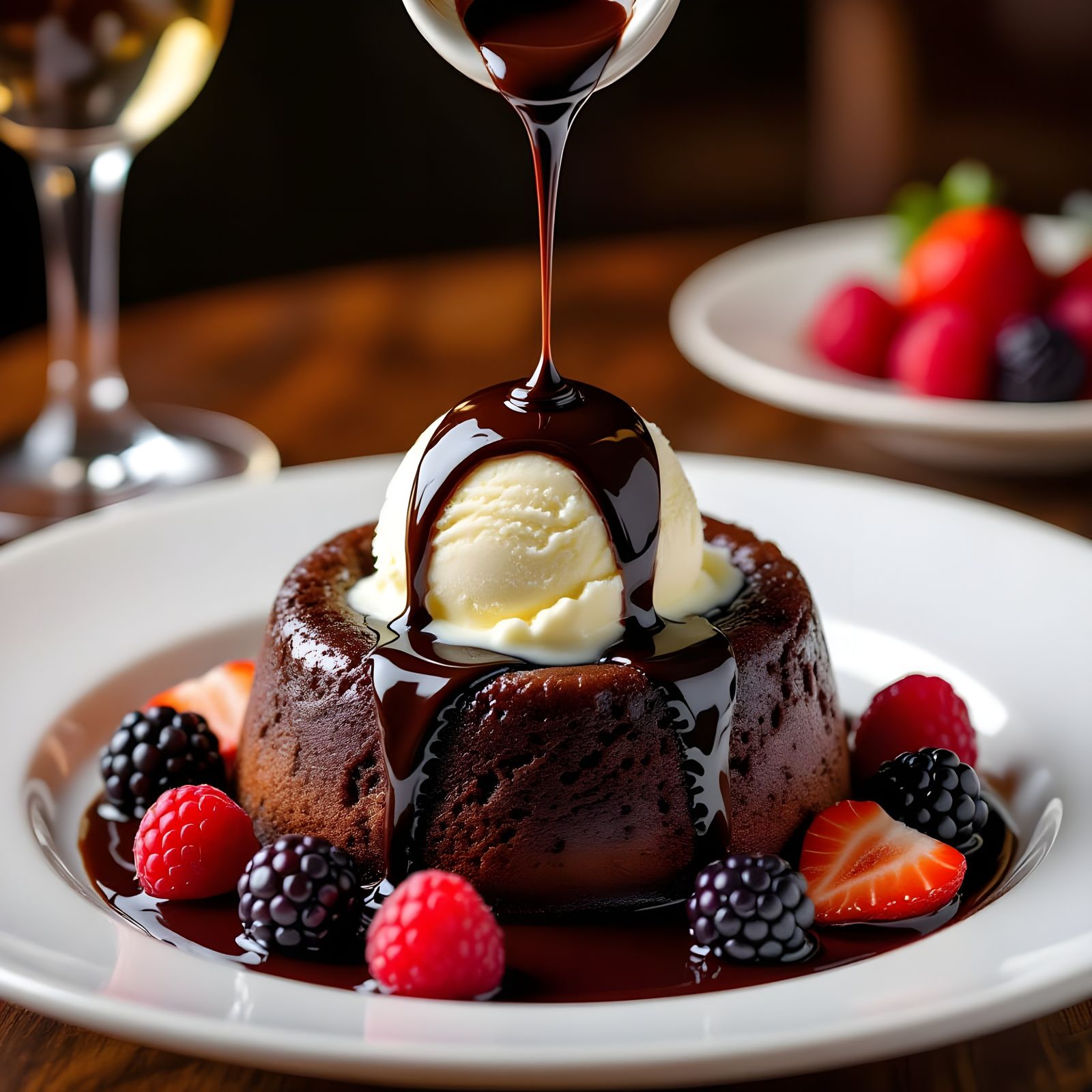 Gourmet Chocolate Lava Cake with Berries