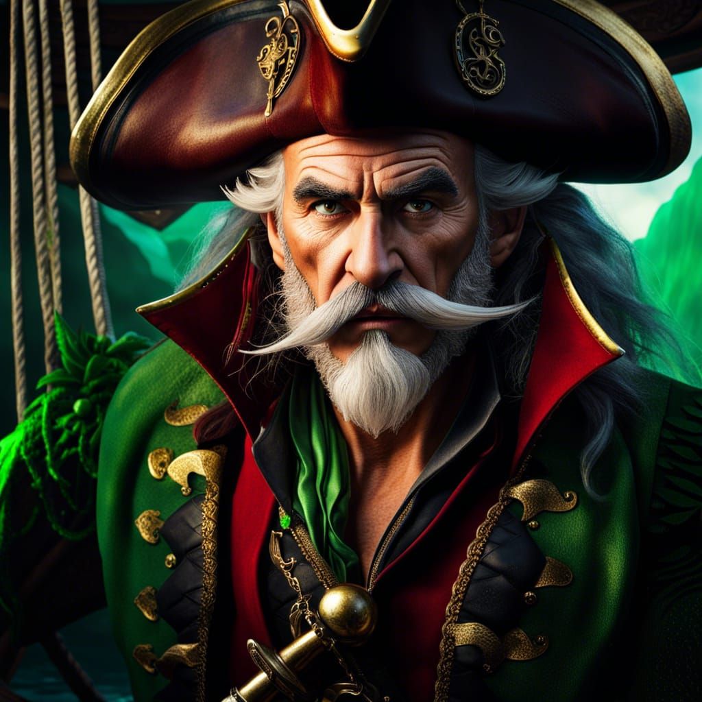 Captain Hook Portrait on Pirate Ship