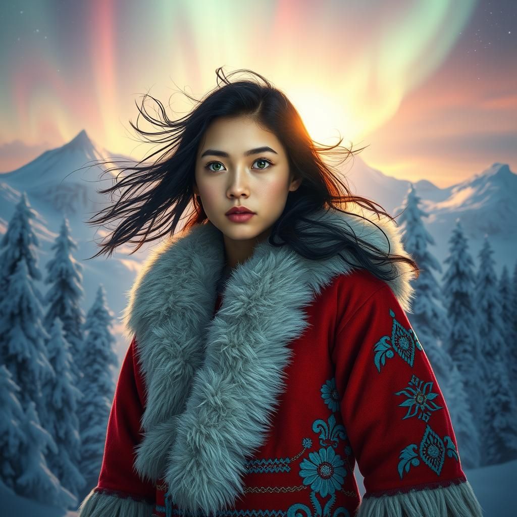 Luminous Inuit Woman in Arctic Dreamscape