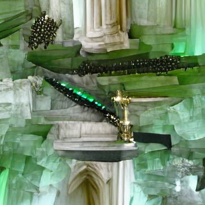Green and Black Sword Encased in Crystals