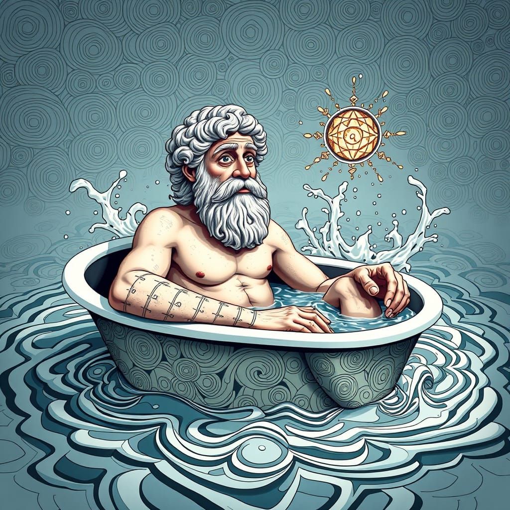 Archimedes' Eureka Moment in Optical Vector Art