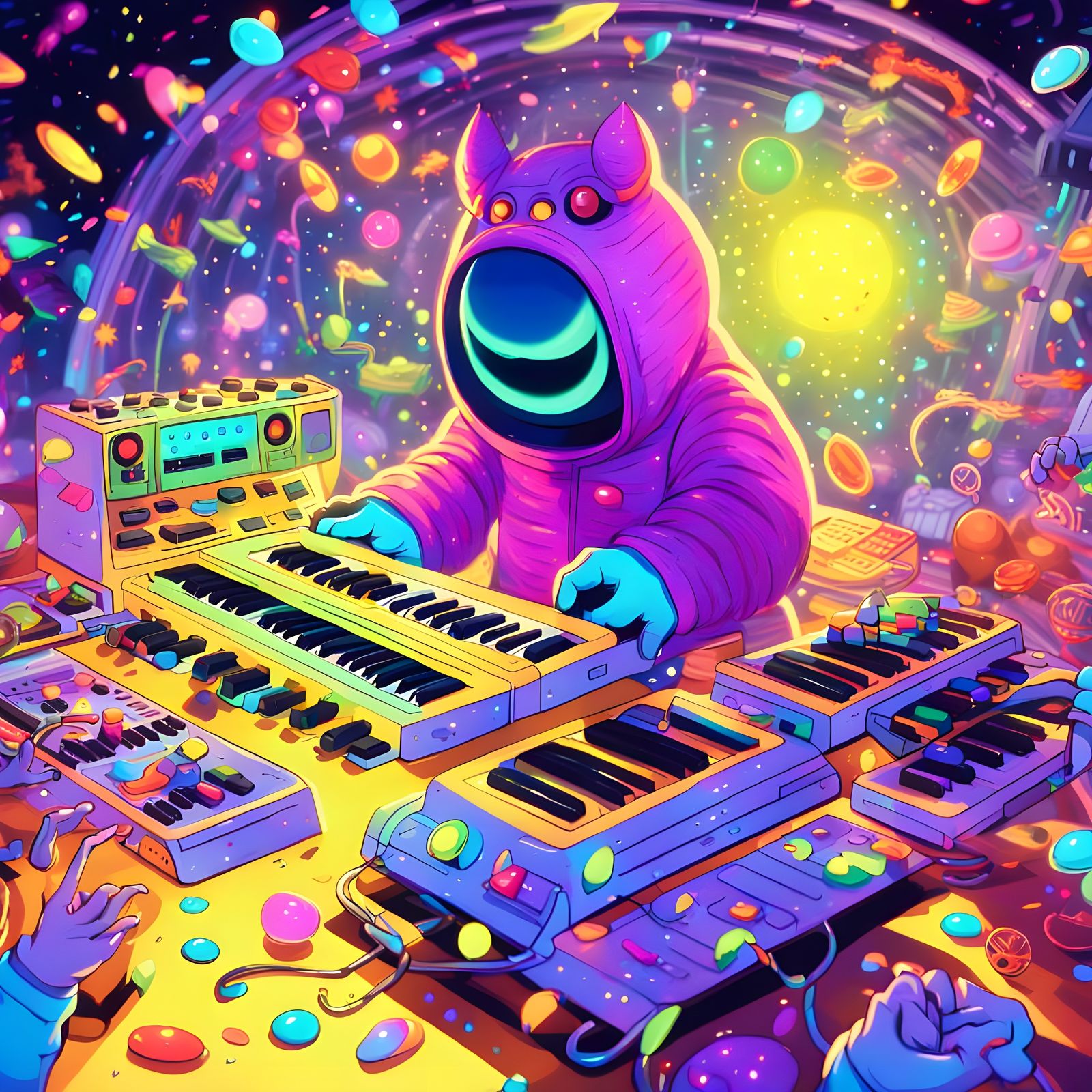 Fun Loving Monster Rave in Studio Ghibli Style