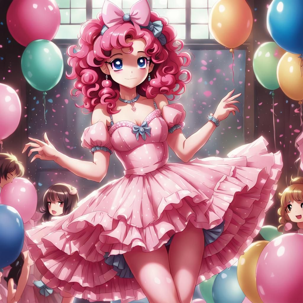 Pinkie Pie in Puffy Dress: Anime Style