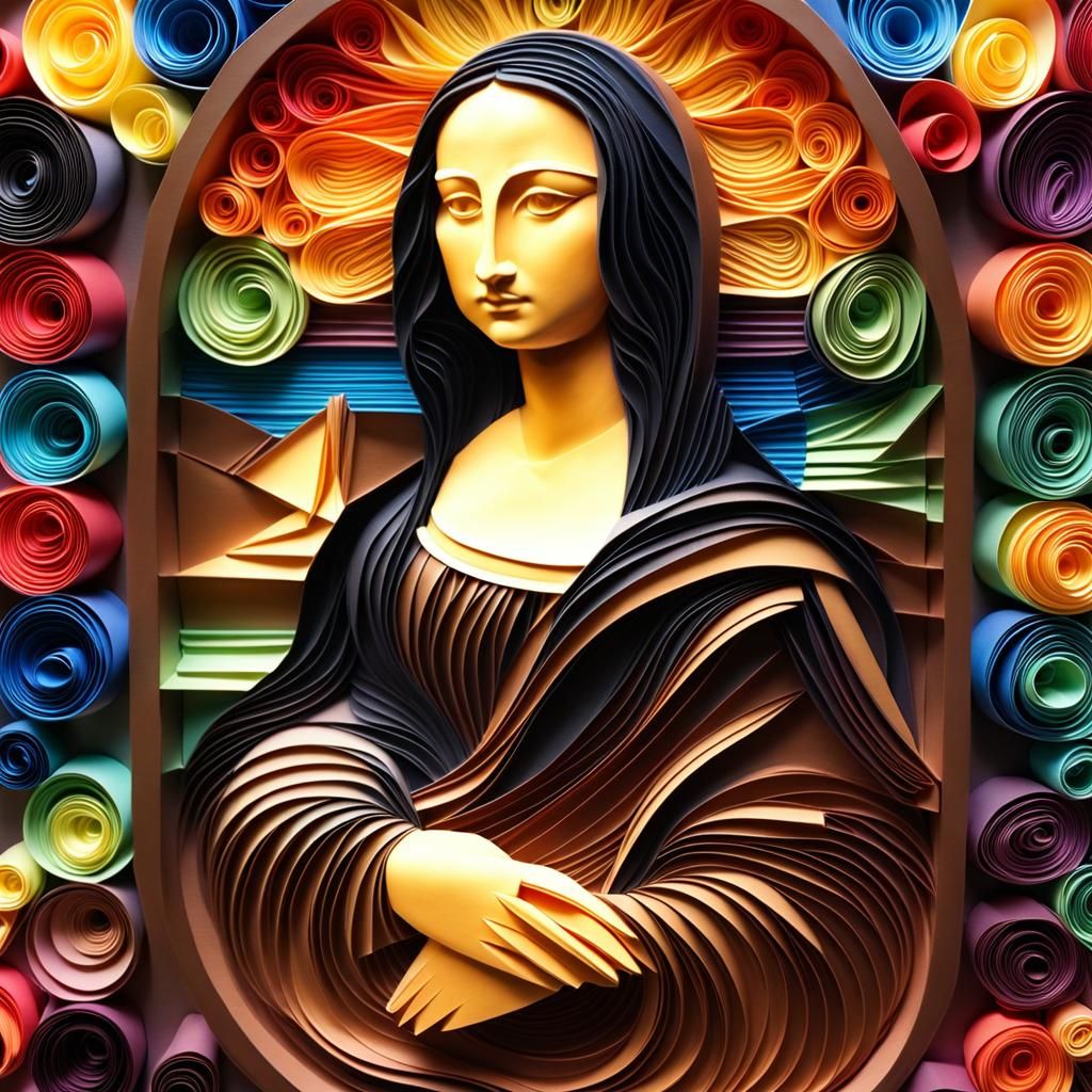 Paper Quilled Mona Lisa Masterpiece in 8K