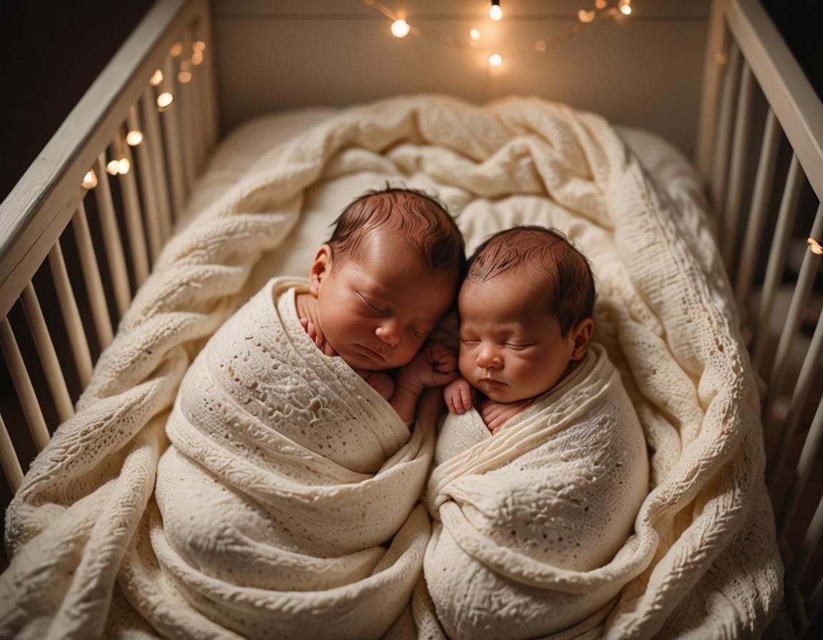Newborn Twins Peacefully Sleeping: Cinematic Photography