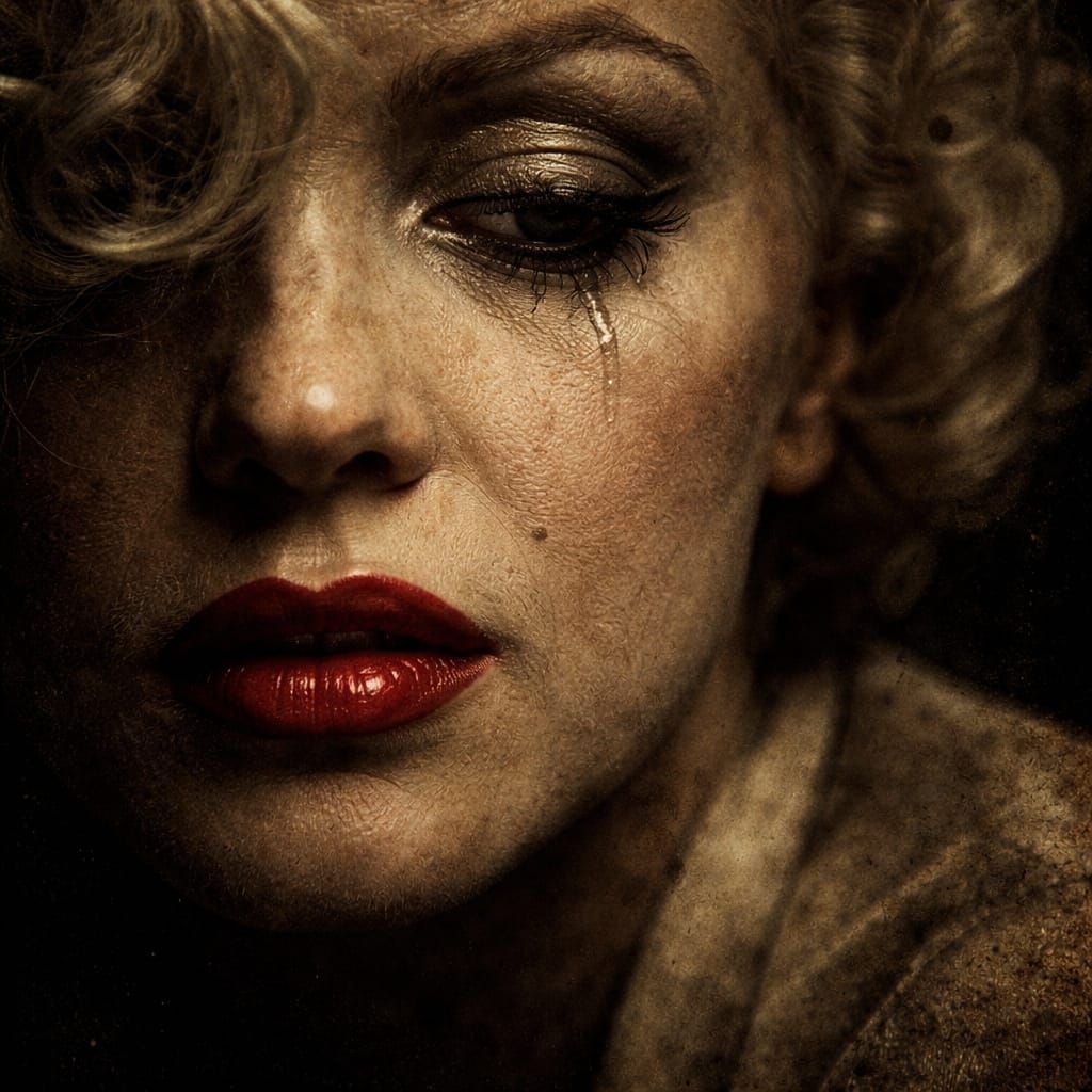 Marilyn Monroe Silent Film Portrait in Sepia and Red