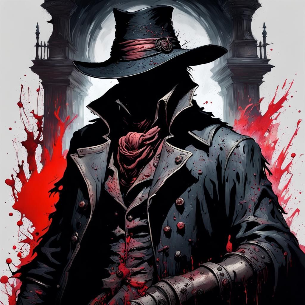 Bloody Hunter in Dark Graffiti Art Style