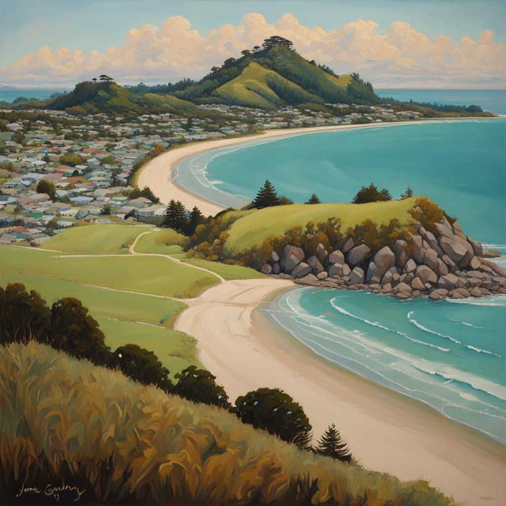 Mount Maunganui in Wes Anderson Style