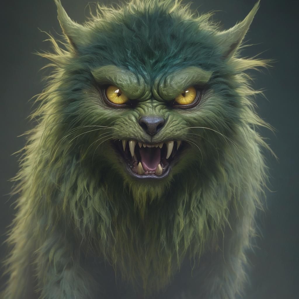 Furious Armless Furry Creature with Glowing Eyes