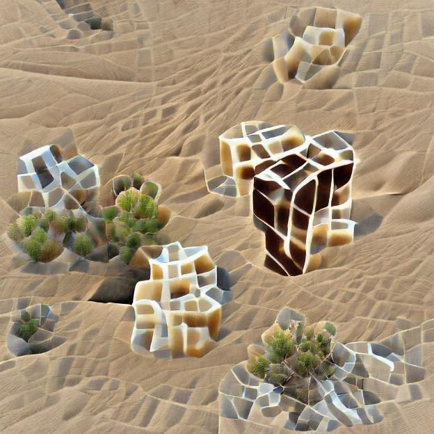 Abstract Cubic Form in Desert Landscape