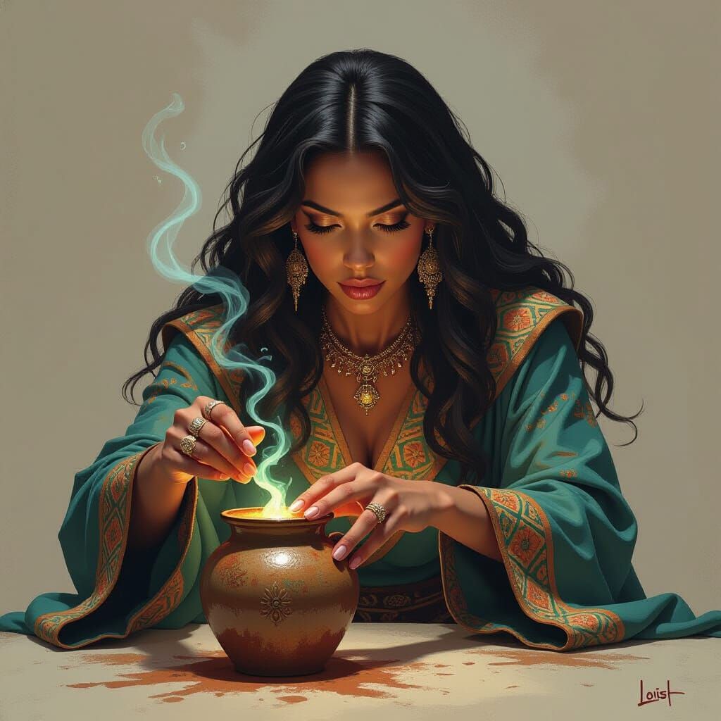 High Priestess Casting a Spell, as Digital Art