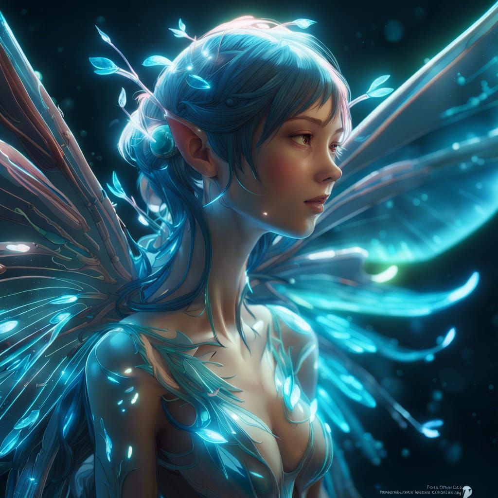Bioluminescent Nature Fairy in Anime Style