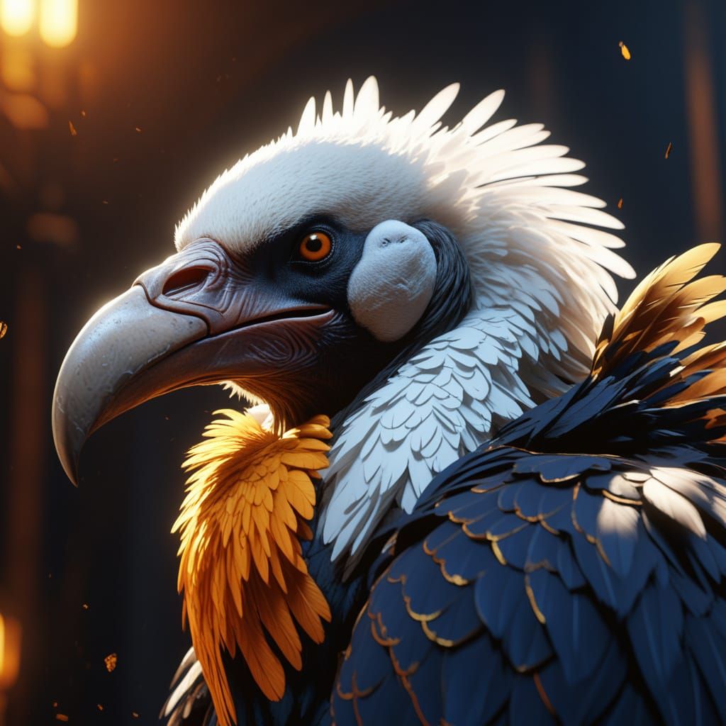 Golden Lammergeier in Dark Fantasy Style