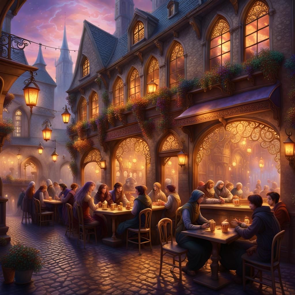 Mystical Night Cafe: Fantasy Concept Art