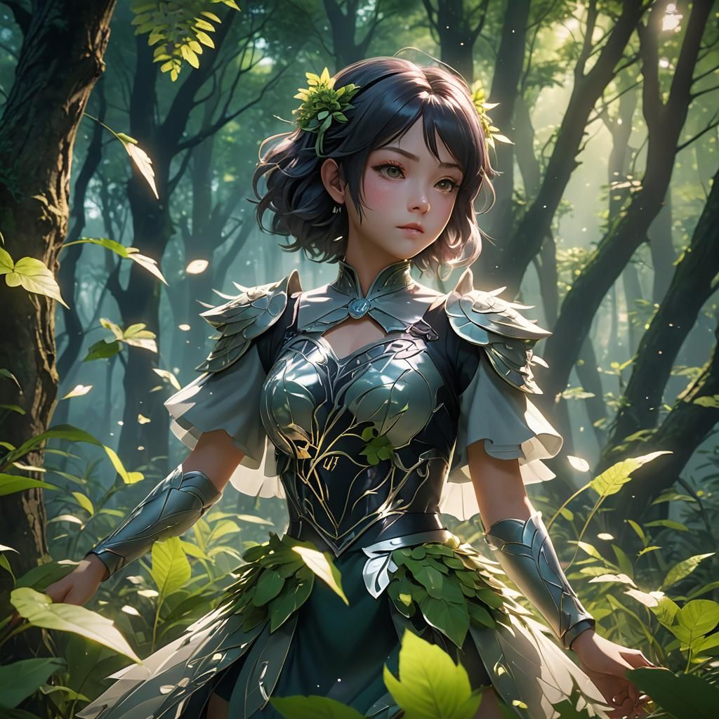 Zoya in Mystical Forest Glade: 3D Anime Art