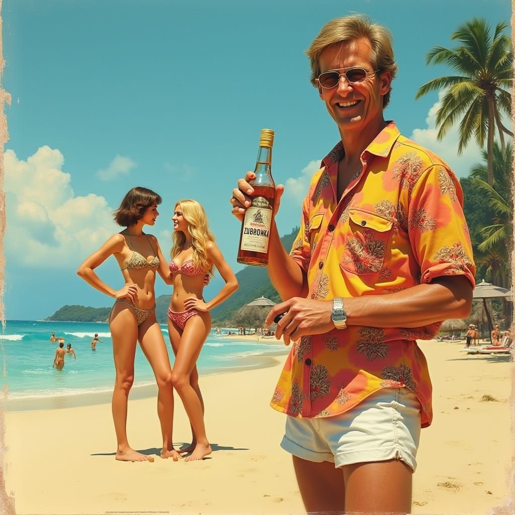 Vintage Pulp Cover Art of European Librarian on Beach