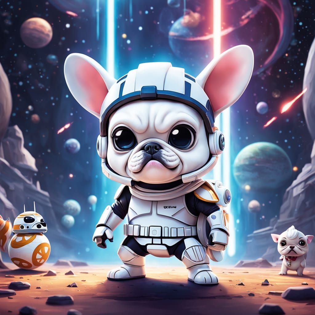 Cute Star Wars Chibi Characters in a Whimsical Galactic Scen...