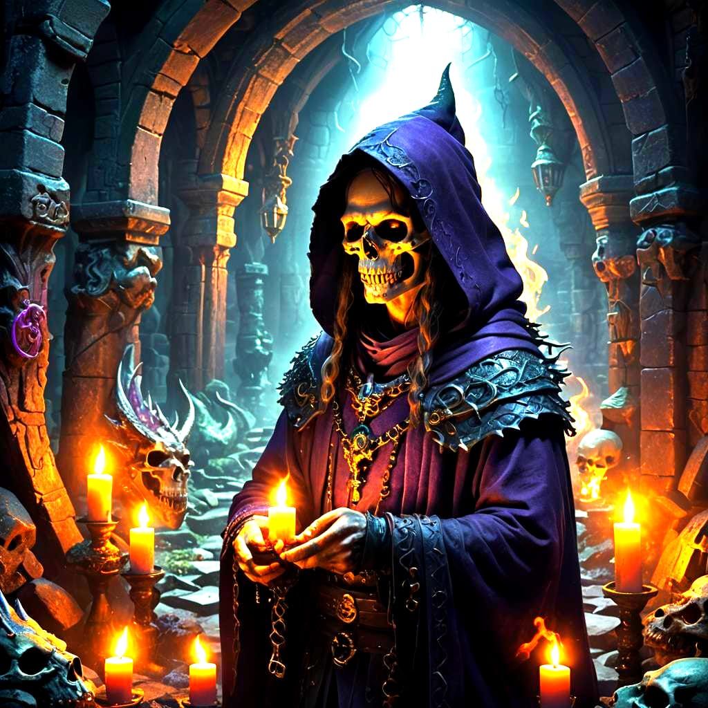 Skull Sorcerer Casting Spell in Dragon Dungeon