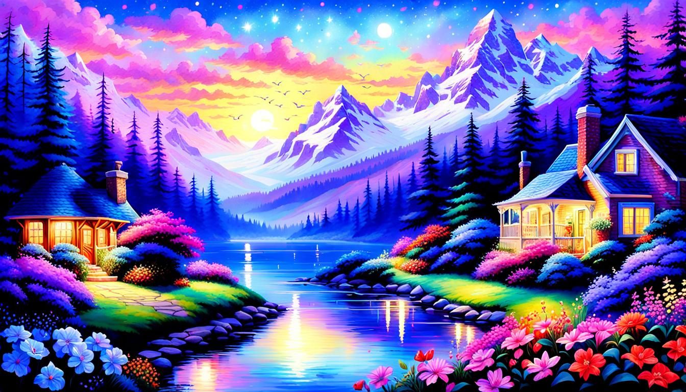 Radiant Garden Paradise in Vivid Colors