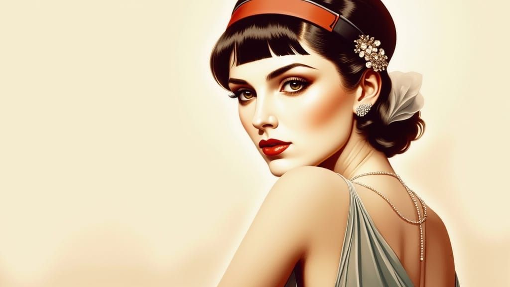 Elegant Woman Gives Side-Eye in Art Deco Style