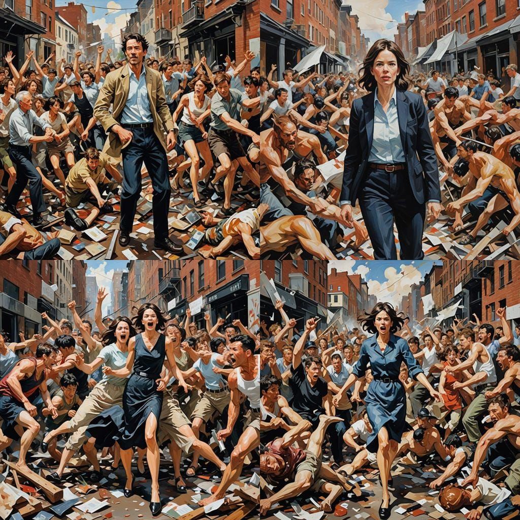 in the style of Cecily Brown DS XLLightning QUAD