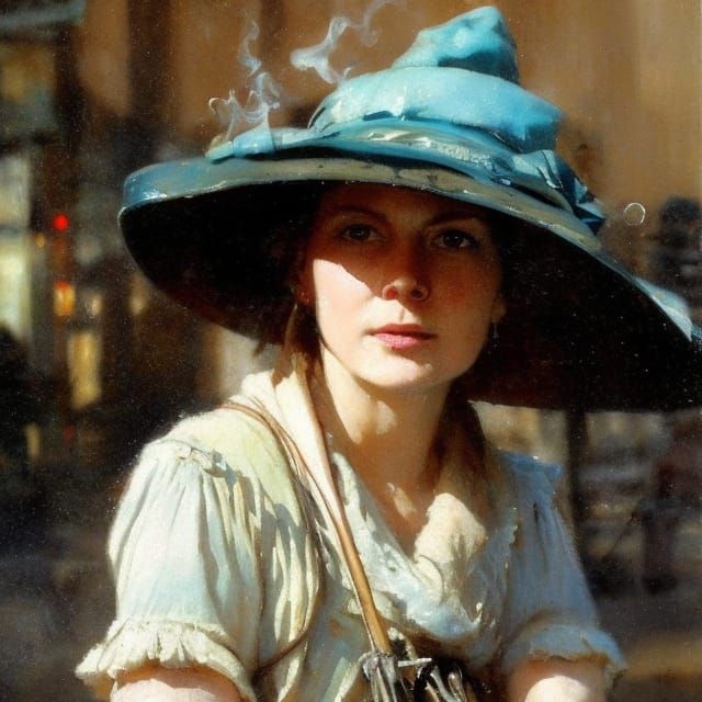 Victorian Woman Tramp Begging on the Street