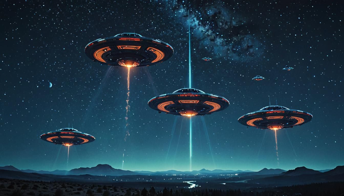 Epic UFOs Soar Across a Celestial Canvas