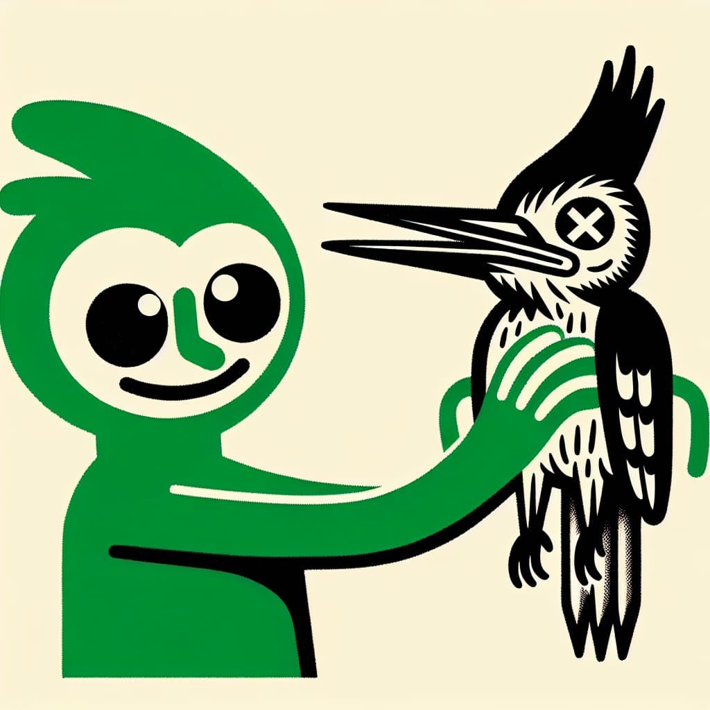 Whimsical Woodcut Woodpecker Tribute