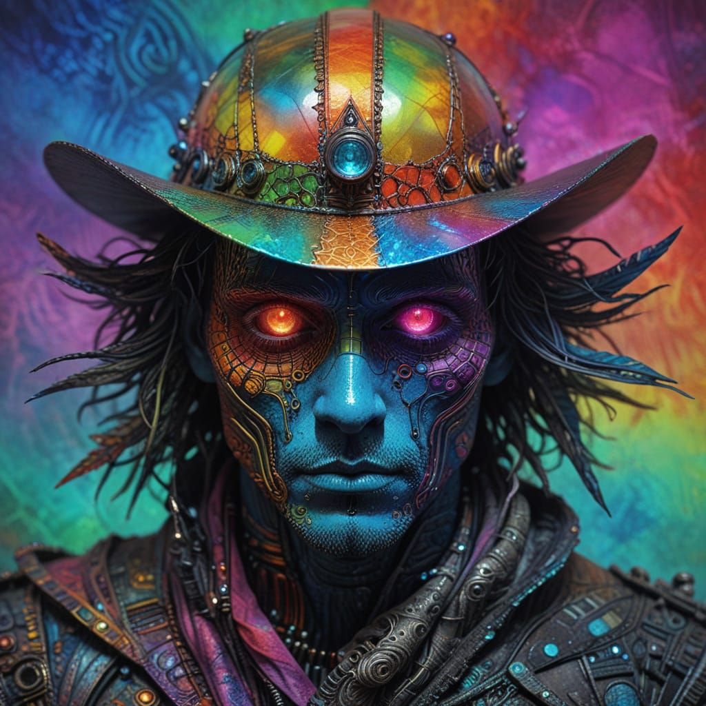 Cybernetic Man in Rainbow Metal Hat