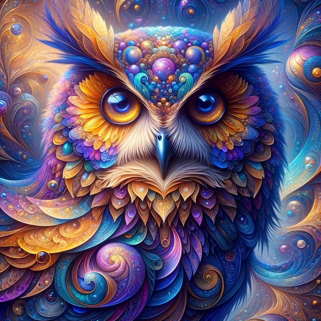 Whimsical Owl in Enchanted Realm