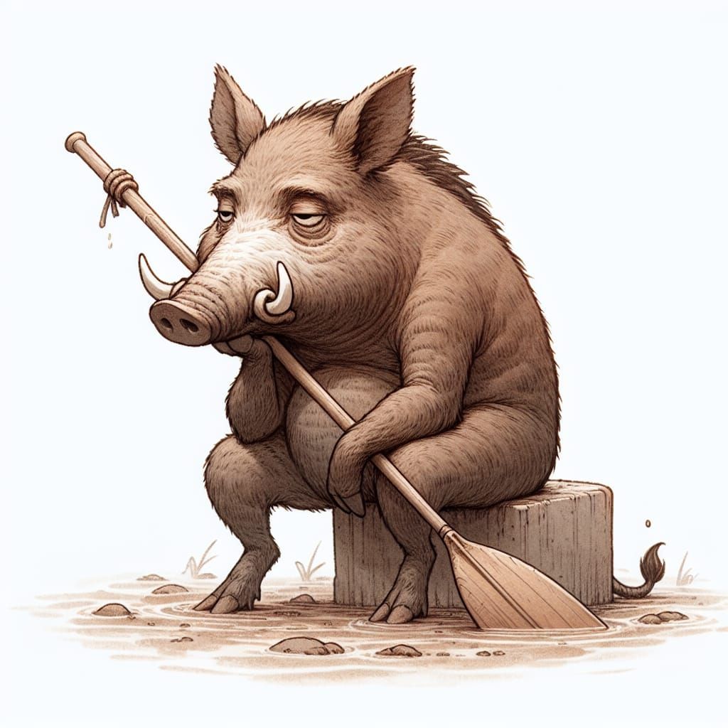 Anthropomorphic Wild Boar Displays Boredom with Casual Oar