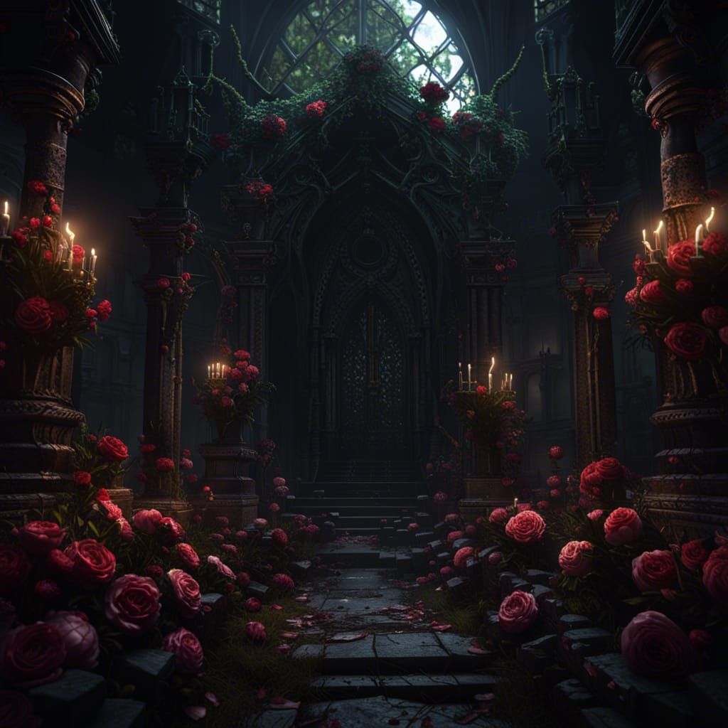 Gothic Flowers in Dark Fantasy Style