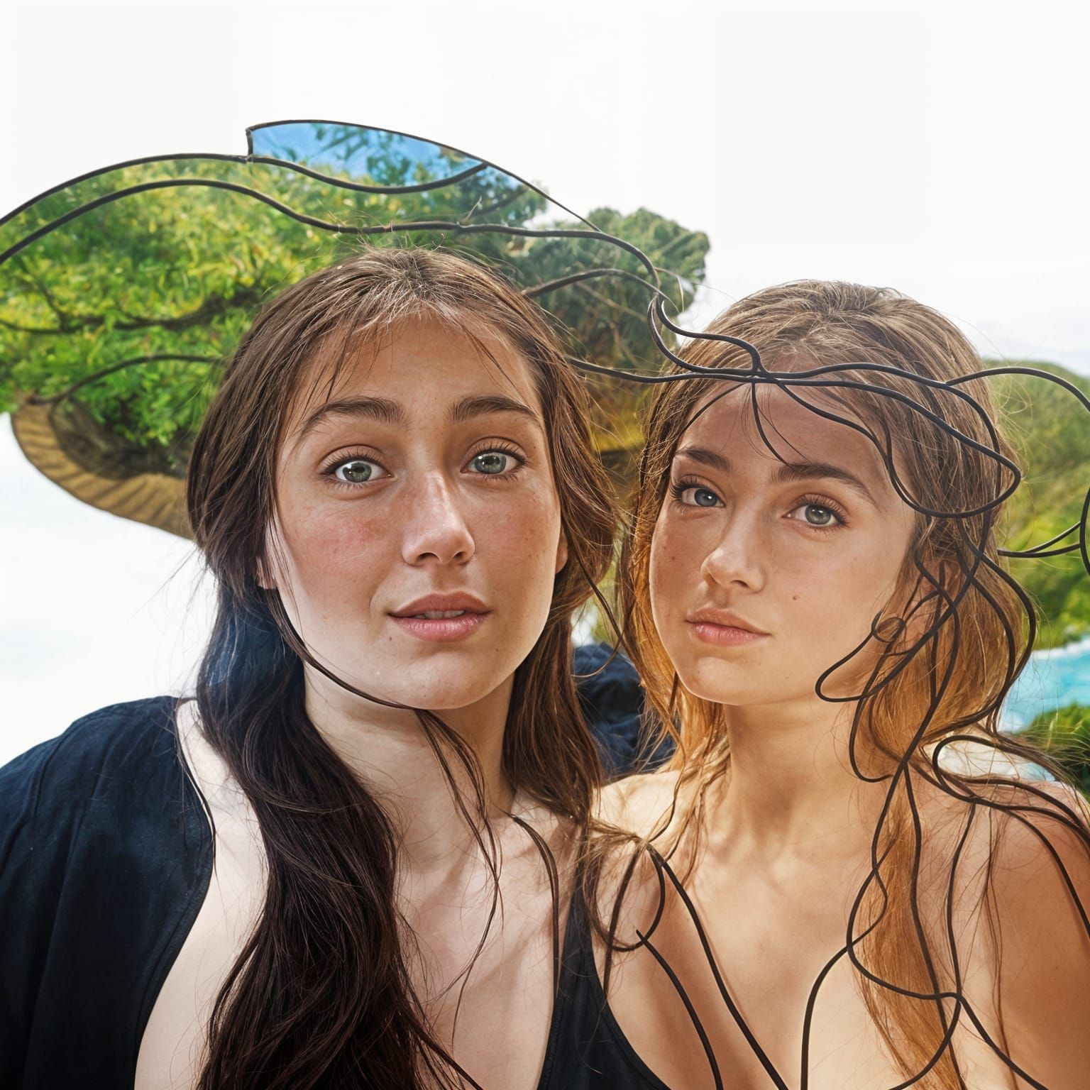 Woman in White Dress on Rocky Terrain Lithograph