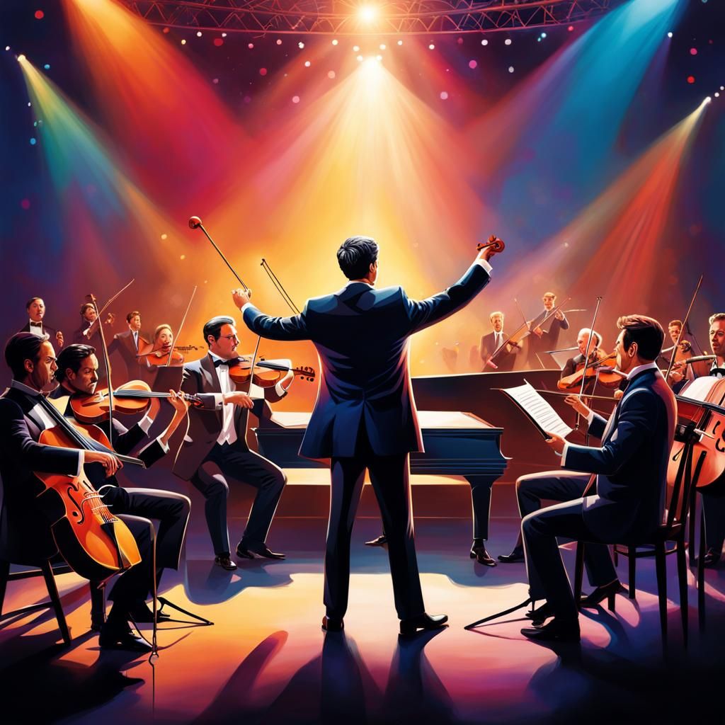 Orchestra and Conductor Performing: Hyperrealistic Splash Ar...